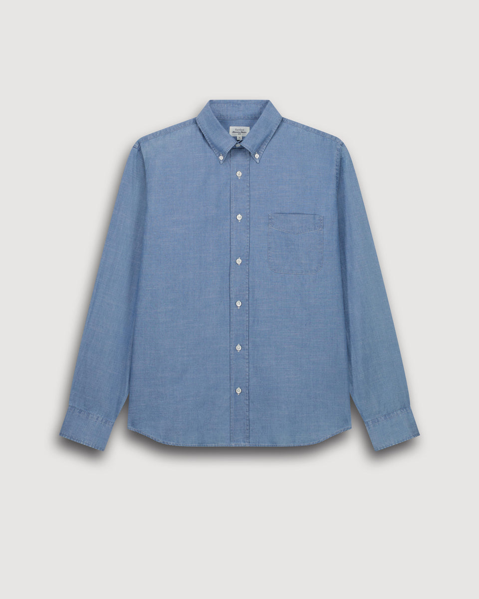 Chemise Homme en Chambray Léger Bleu Indigo Pitt - Image 3