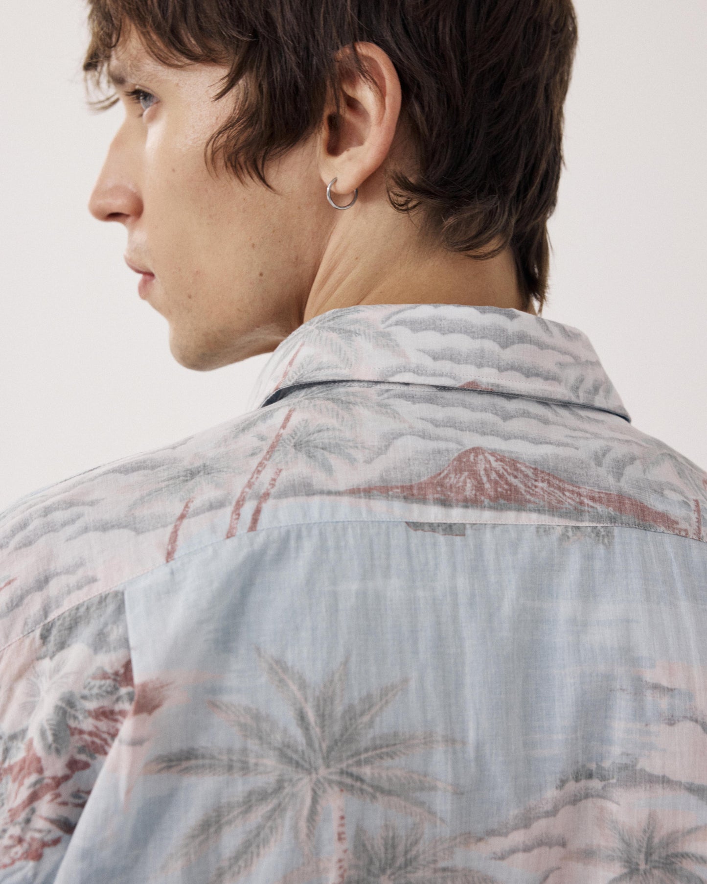 Chemise Homme en Coton Imprimé Hawaï Bleu Ciel Patt BF20031-02