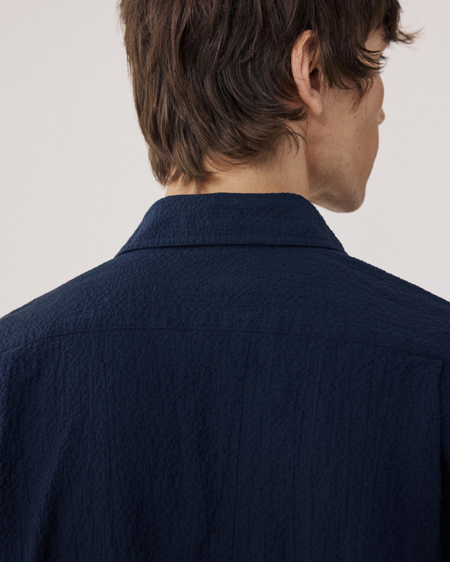 Chemise Homme en Seersucker Bleu Marine Pedro BF26010-01