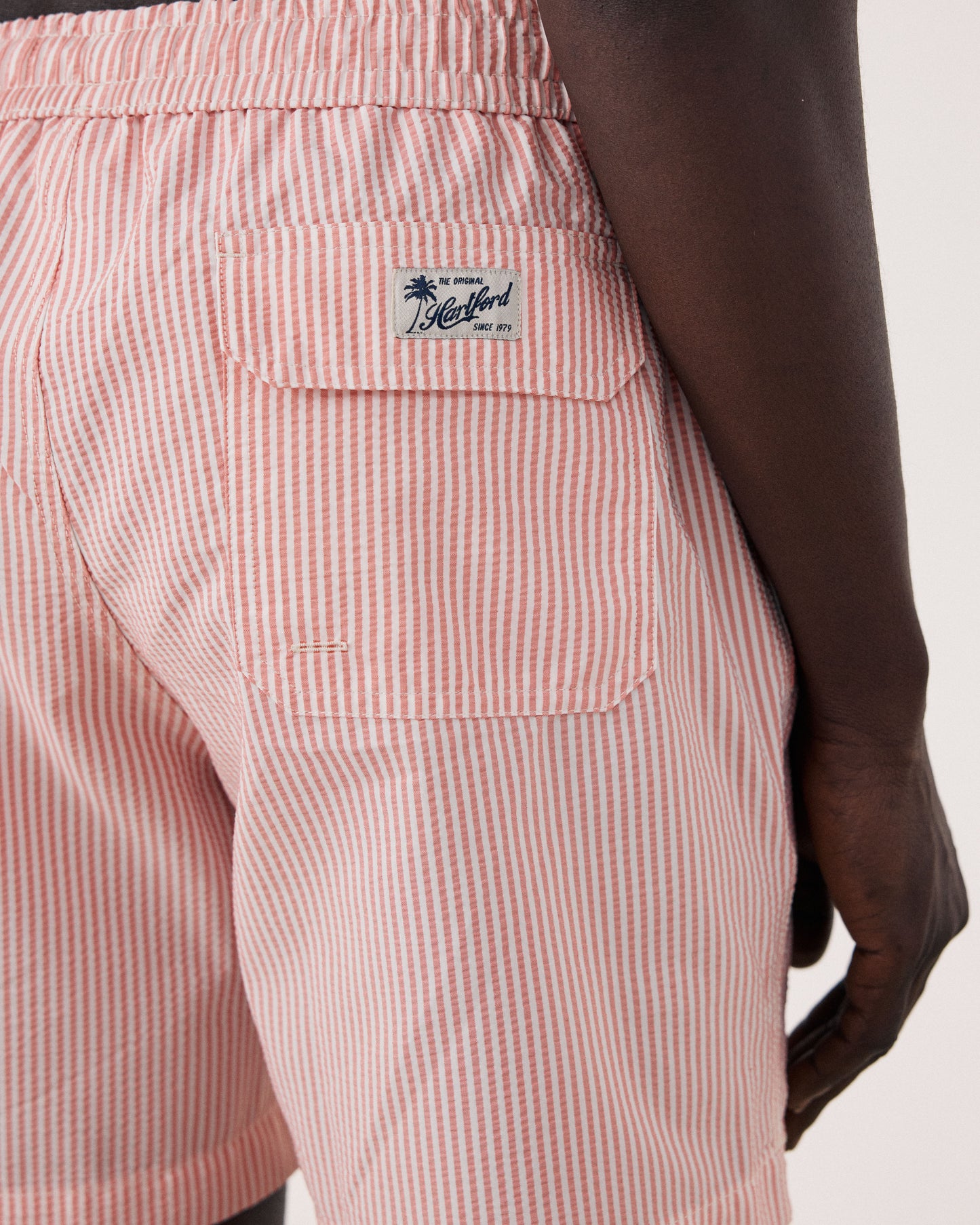 Traje de baño para hombre en algodón Seersucker coral Swim BF30203-08