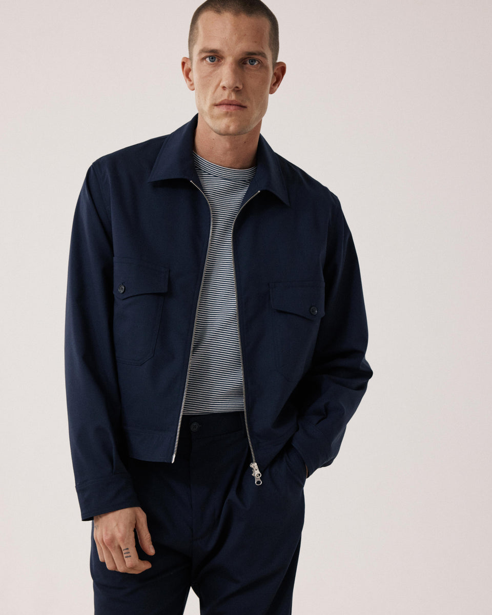 Chaqueta Hombre en Lana & Algodón Azul marino Dickson - Image principale