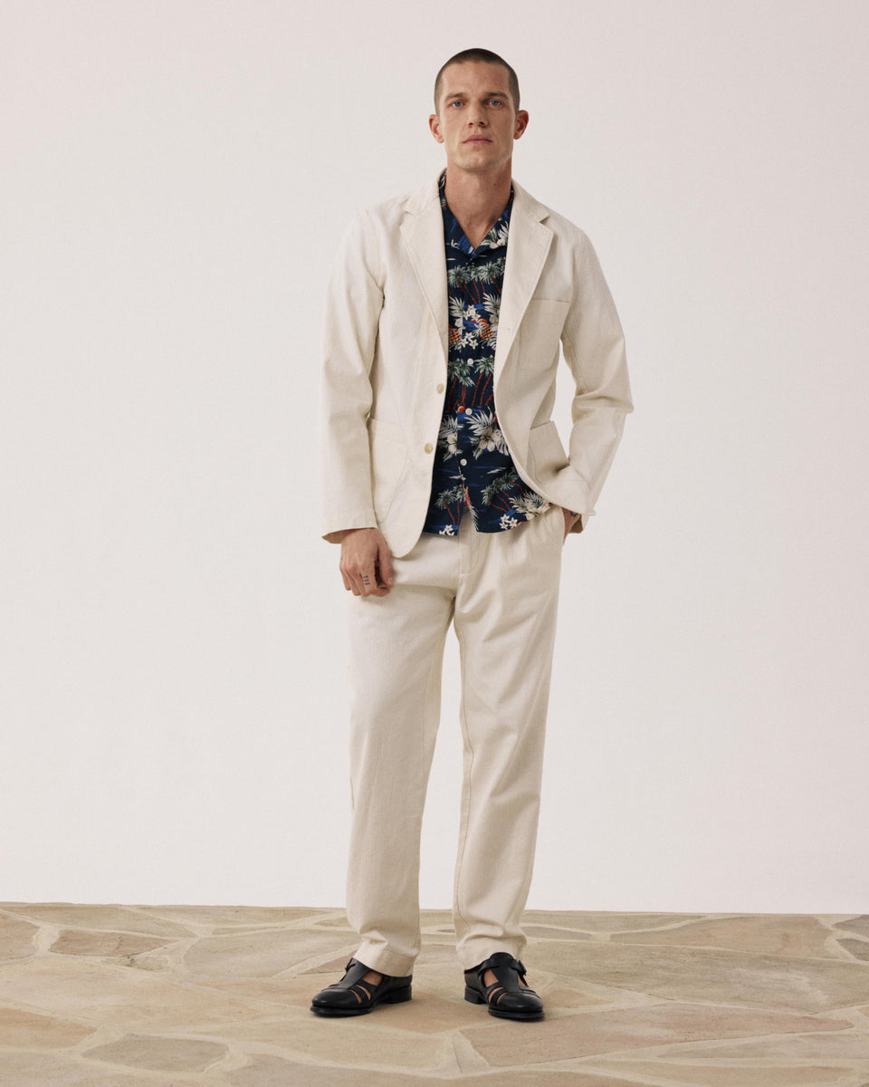 Jules Men's Ecru Herringbone Cotton Jacket - Image alternative