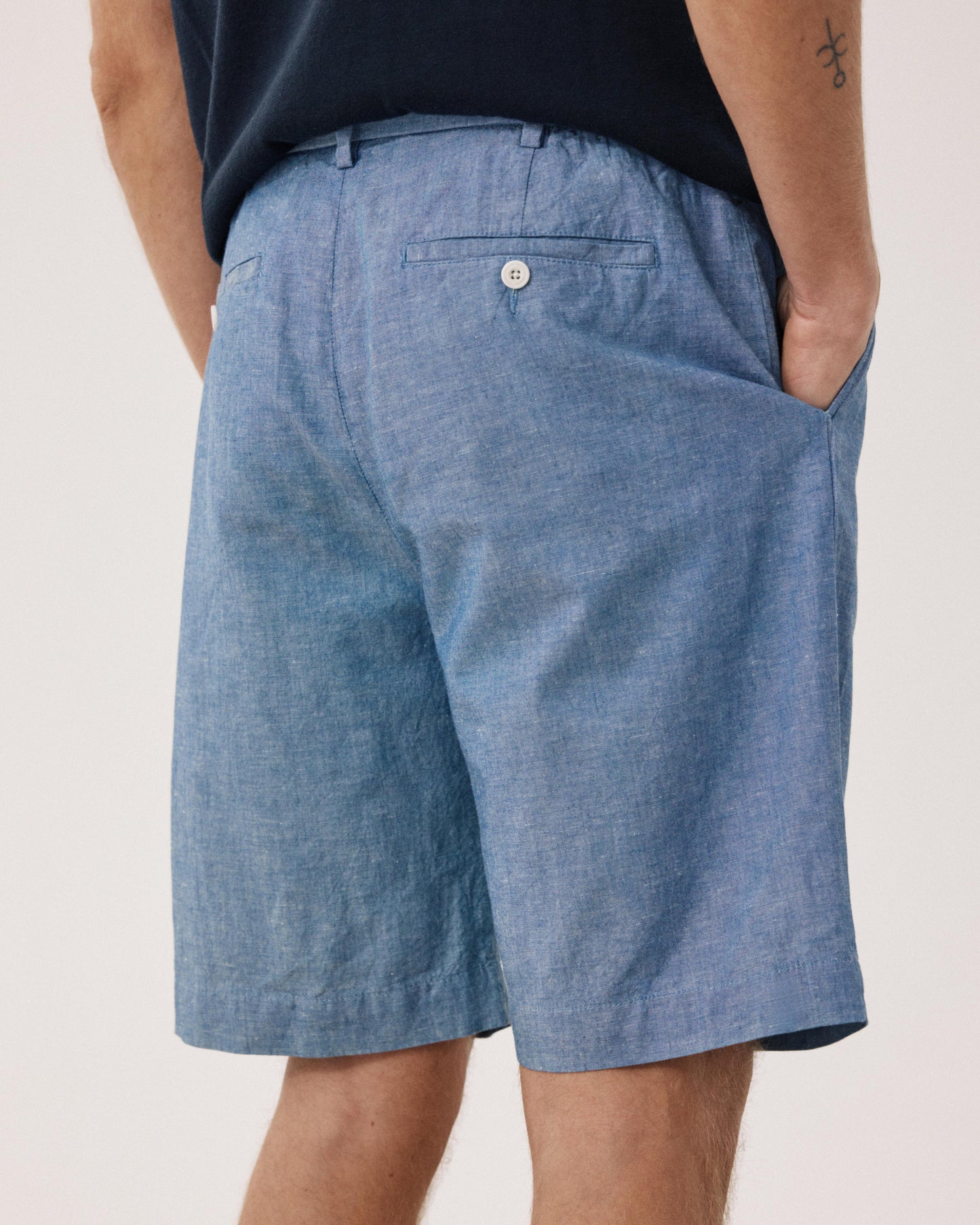 Men's Linen & Cotton Chambray Shorts Task BF54116-01