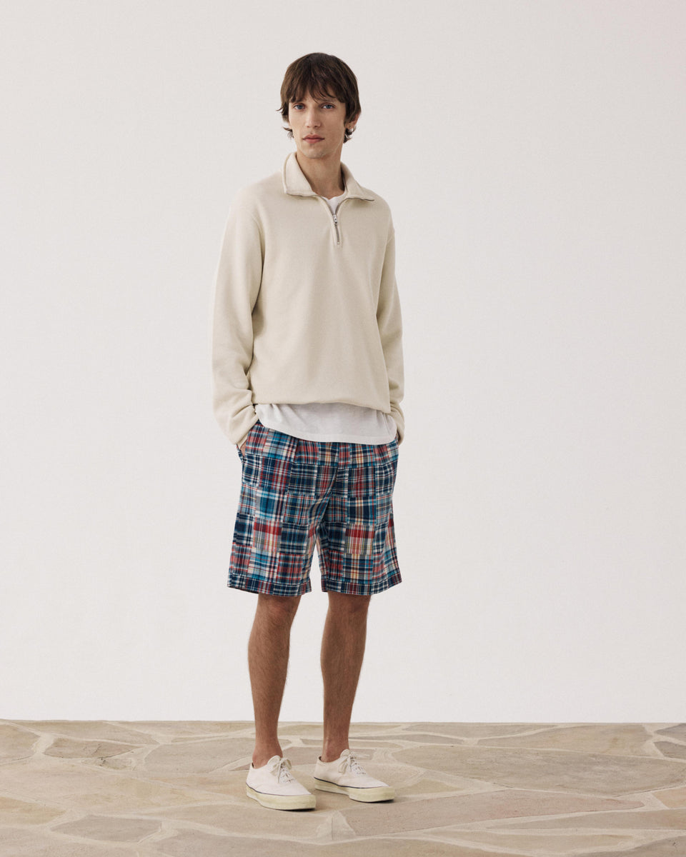 Herren-Short aus karierter Baumwolle mit blau-rotem Karomuster Patchwork Task - Image alternative