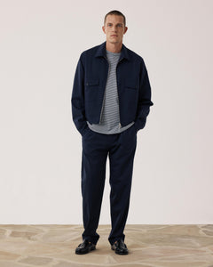 Men's Navy Blue Wool & Cotton Pants Task BF55120-01