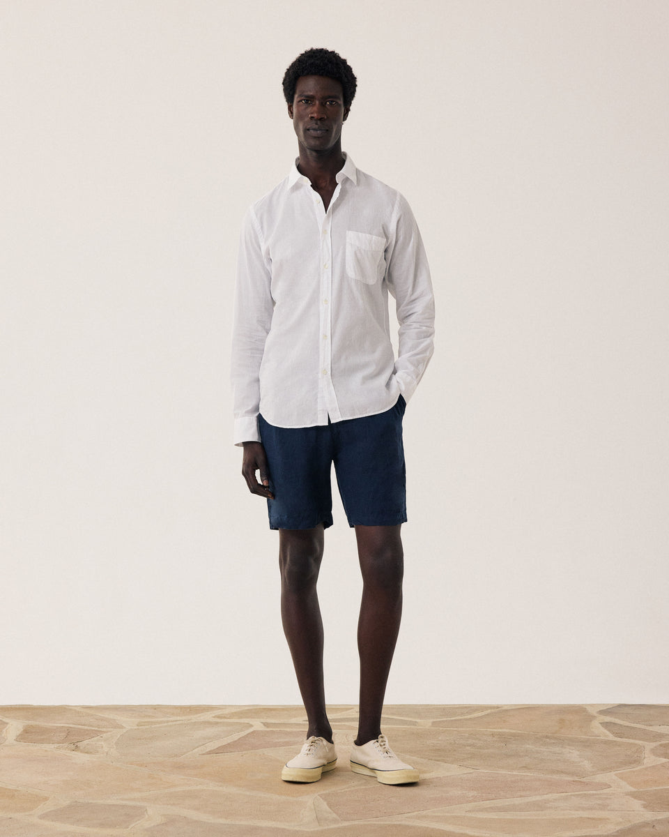 Joggy Men's Navy Blue Linen Short - Image principale