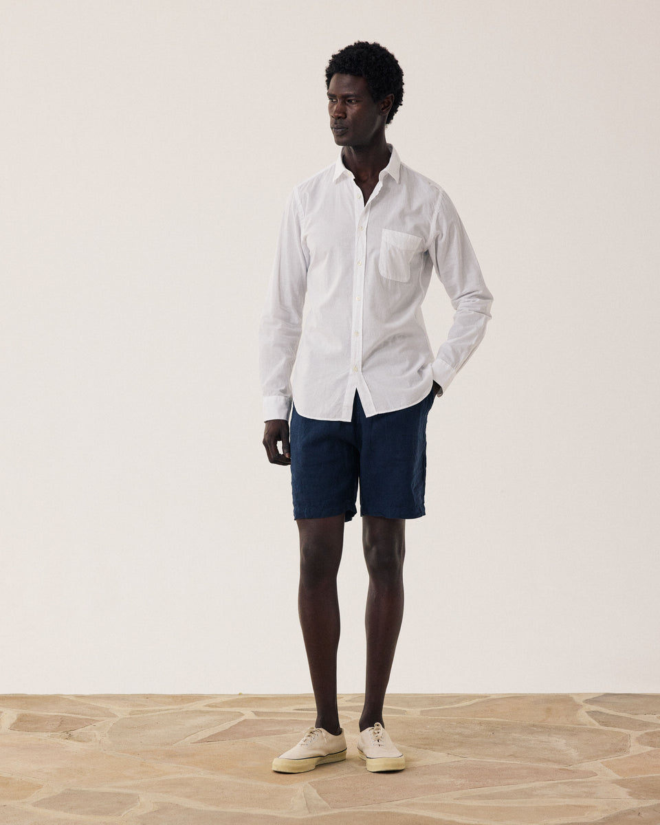 Joggy Men's Navy Blue Linen Shorts - Image alternative