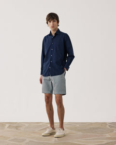 Men's Indigo Blue Striped Cotton Shorts Joggy BF58118-01