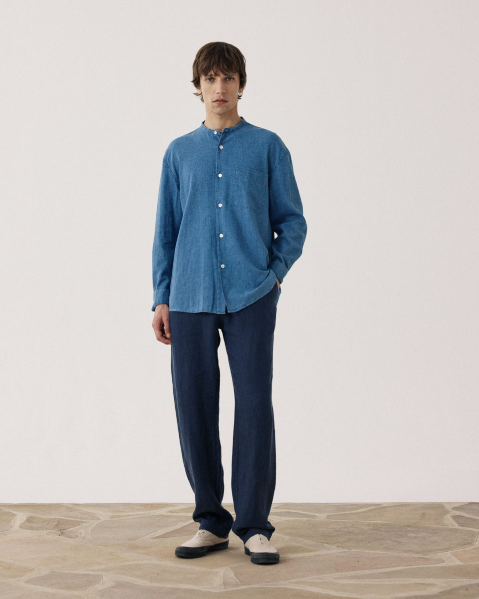 Joggy Men's Navy Blue Linen Pants - Image principale