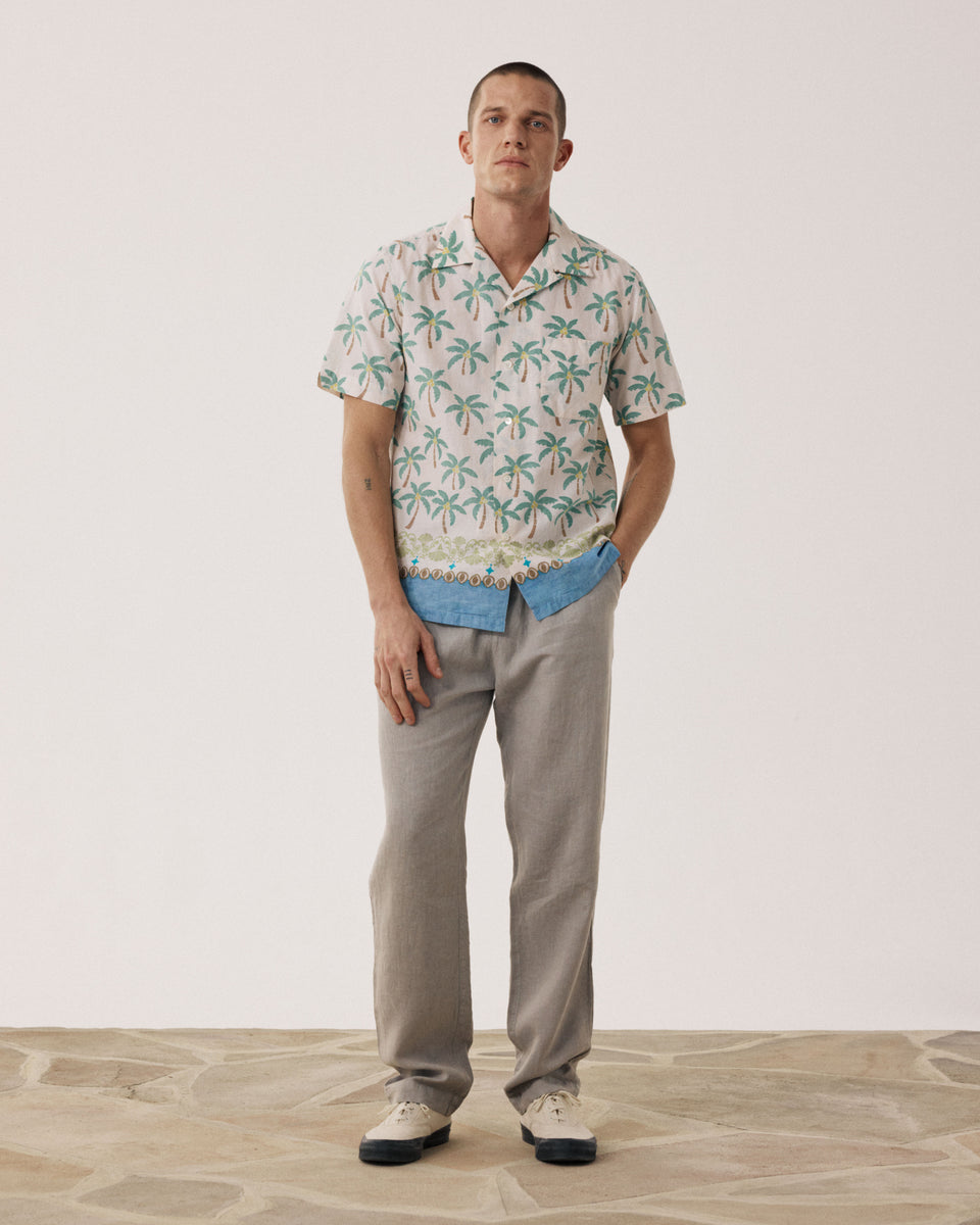 Pantalon Homme en Lin Vert Sauge Joggy - Image principale