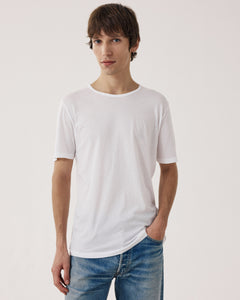 Men's Lightweight White Cotton Jersey T-shirt Light Crew BF65301-01