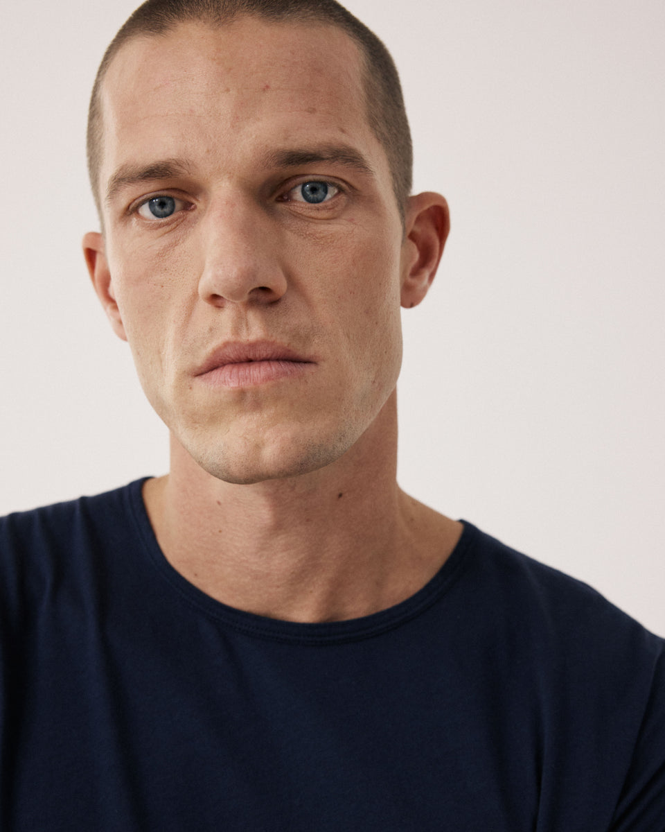 T-shirt Homme en Jersey de Coton Léger Bleu Nuit Light Crew - Image 3