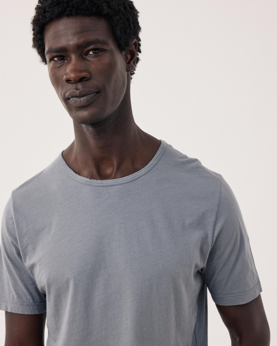 T-shirt Homme en Jersey de Coton Léger Gris Light Crew - Image 3