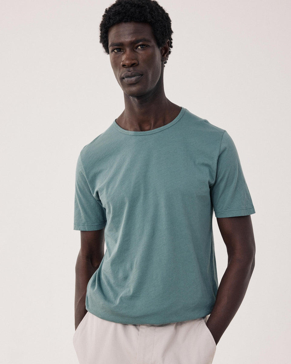 Light Crew Men's Cactus Green Lightweight Cotton Jersey T-shirt - Image principale