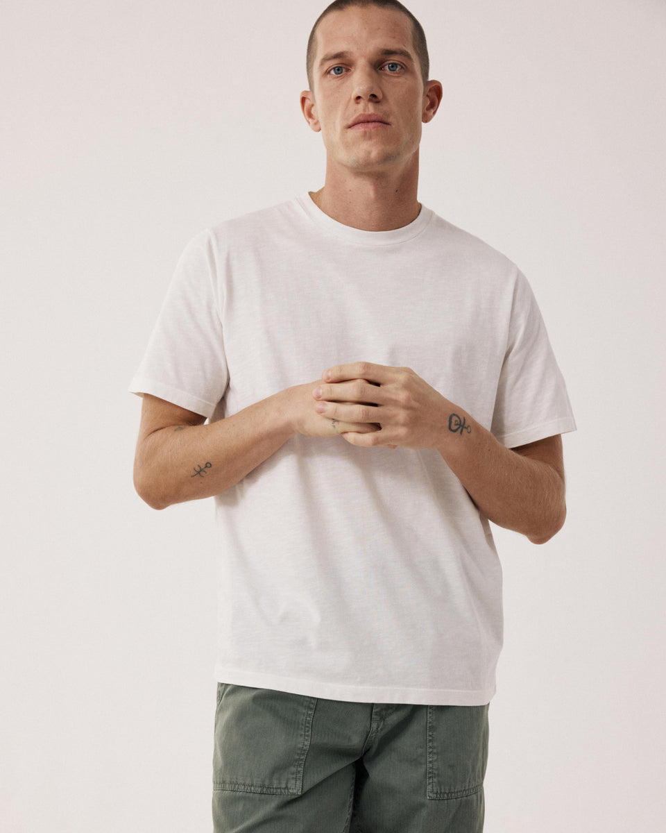 Crew Men's Ecru Slub Cotton T-shirt - Image principale