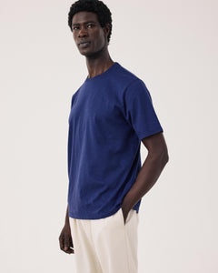 Camiseta de hombre de Algodón Flameado azul índigo Crew BF68303-05