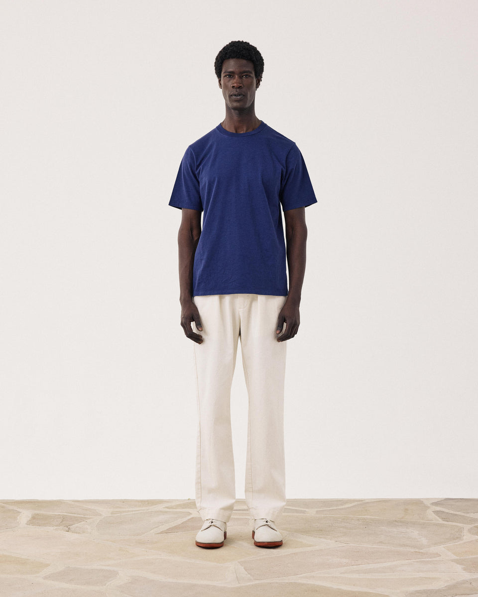 Crew Men's Indigo Blue Slub Cotton T-shirt - Image alternative