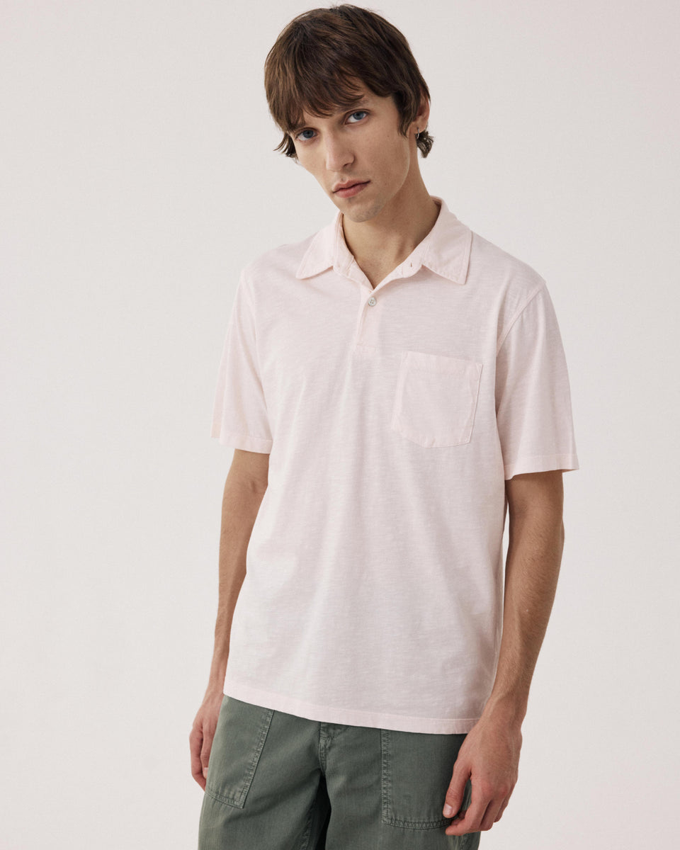 Men's Pale pink Slub Cotton Polo - Image principale