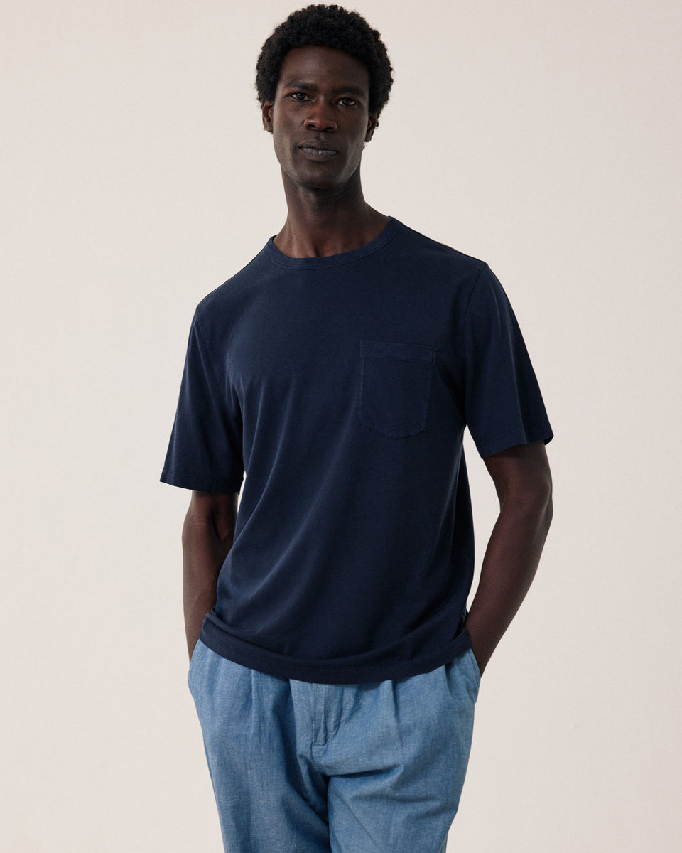 Men's Midnight Blue Lyocell & Cotton Jersey T-Shirt - Image principale