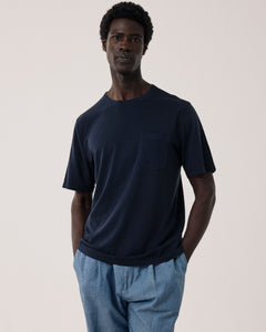 T-shirt Homme en Jersey de Lyocell & Coton Bleu Nuit