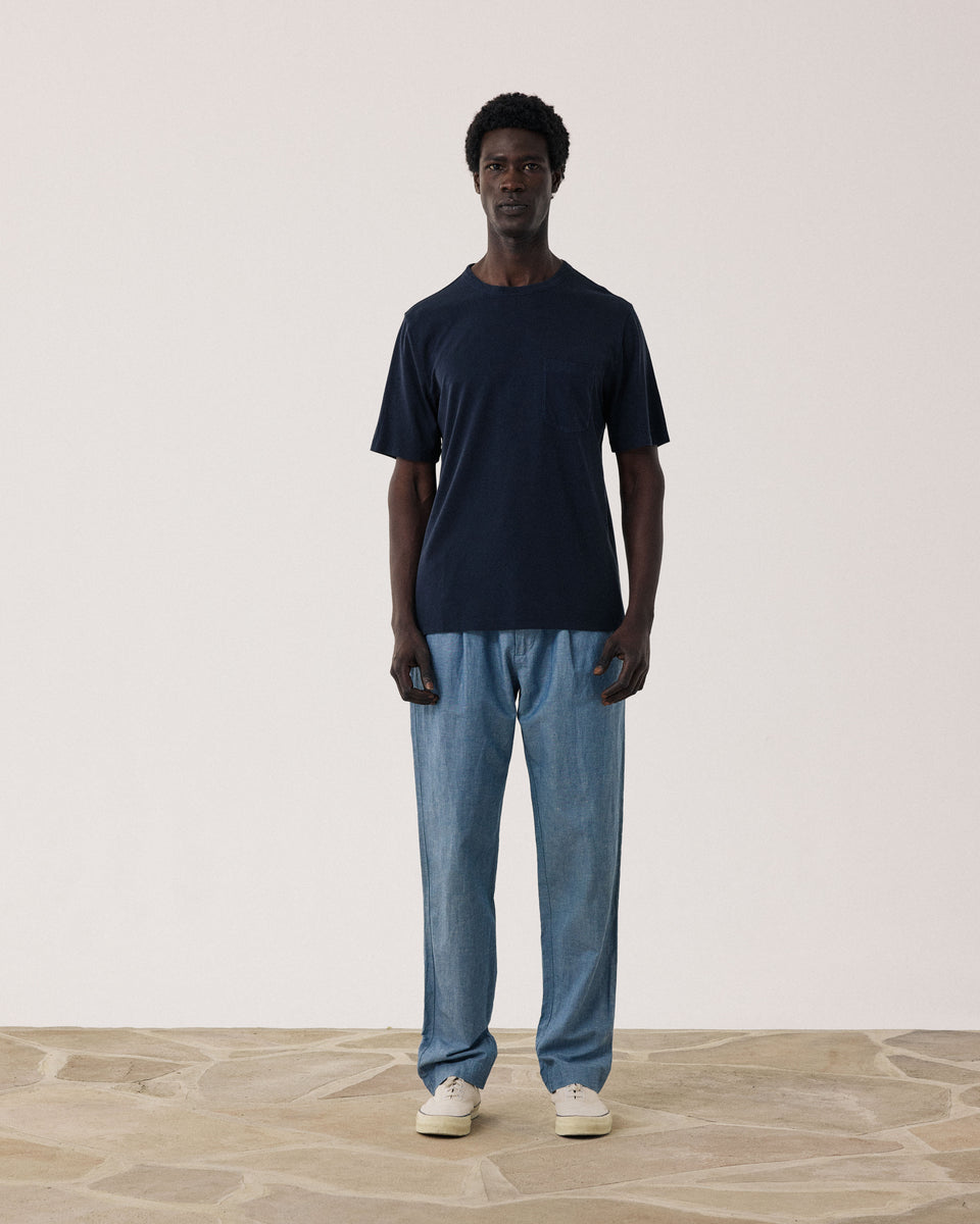 T-shirt Homme en Jersey de Lyocell & Coton Bleu Nuit - Image 3