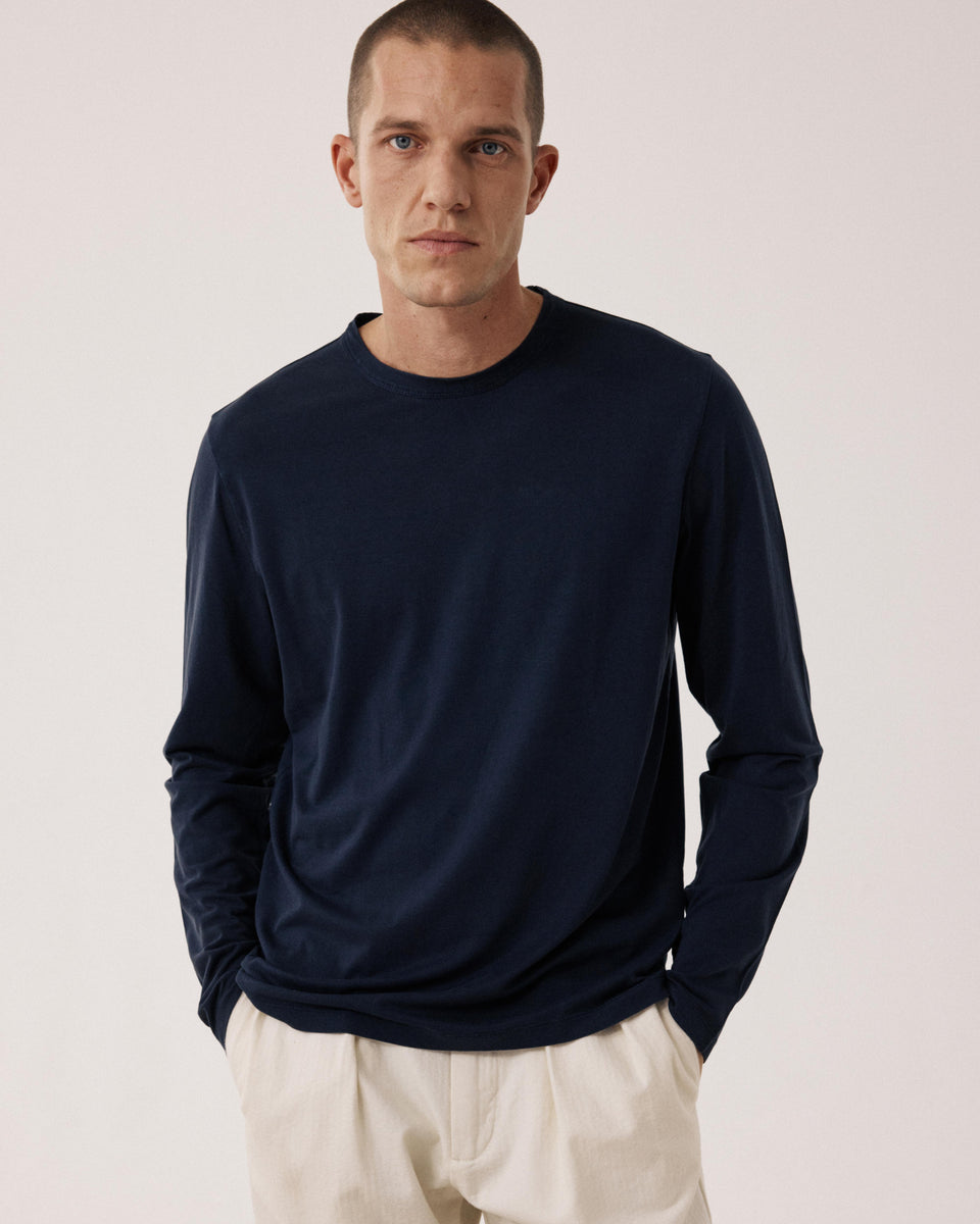 Men's Midnight Blue Lyocell & Cotton Jersey T-shirt - Image principale