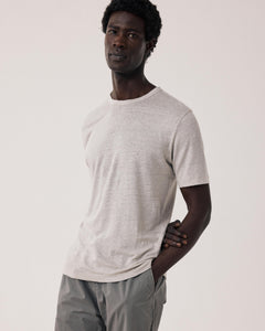 Maglietta da uomo in lino beige Linen Crew Ss BF84307-10