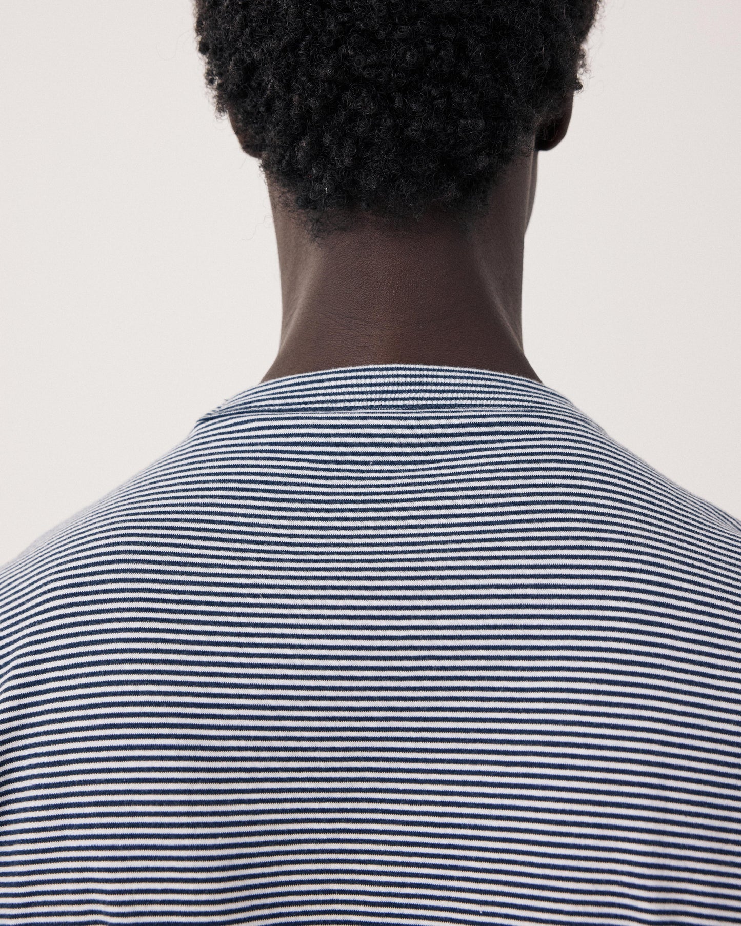 Camiseta de hombre de Jersey a rayas azul marino y blanco BF89309-01