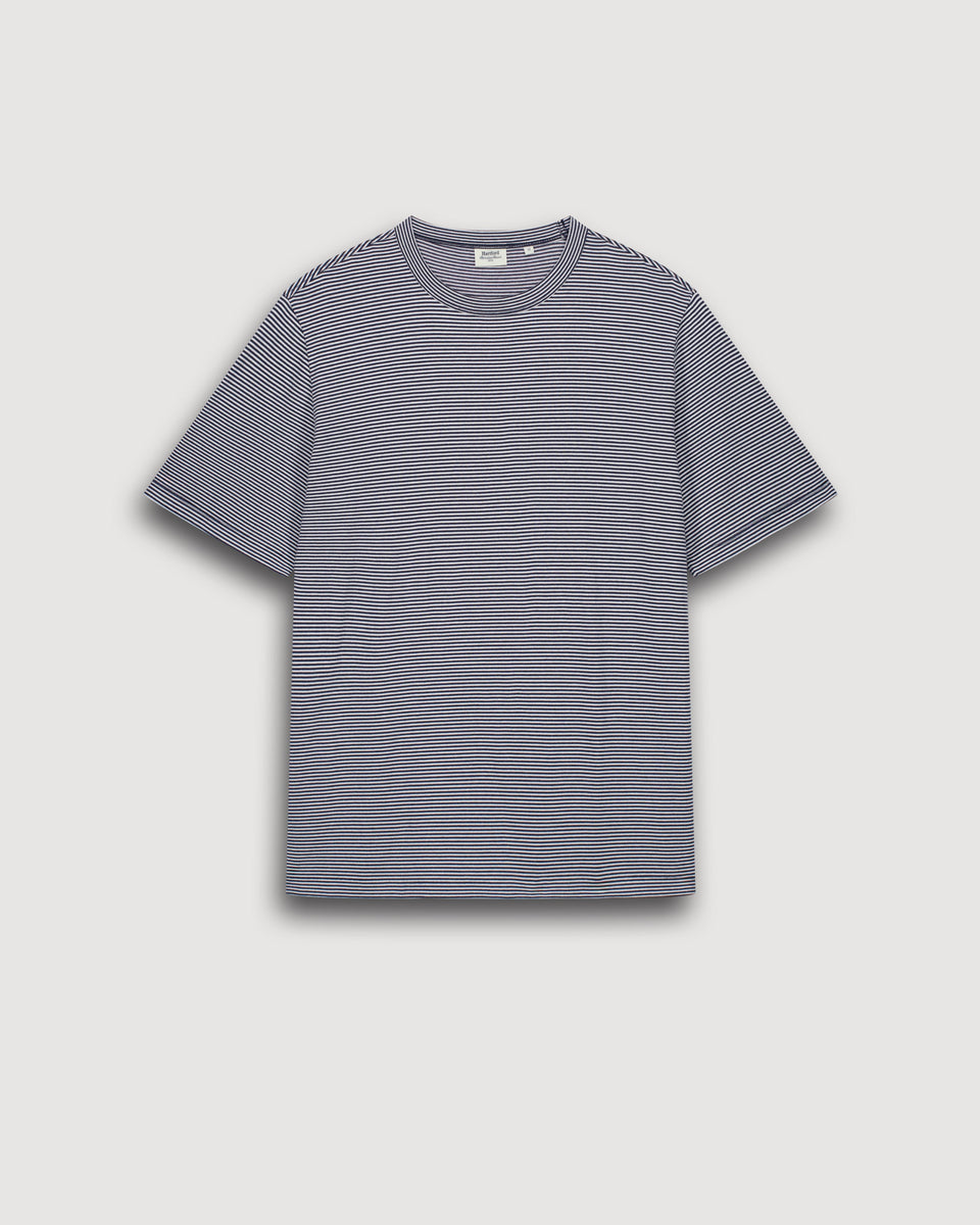 T-shirt Homme en Jersey Rayé Marine & Blanc - Image 3
