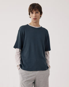 Men's T-shirt in embossed Waffle Cotton Jersey Carbon BF95310-02