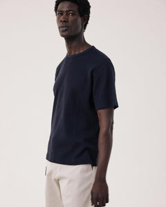Men's Waffle Cotton Jersey T-shirt in midnight blue BF95310-06
