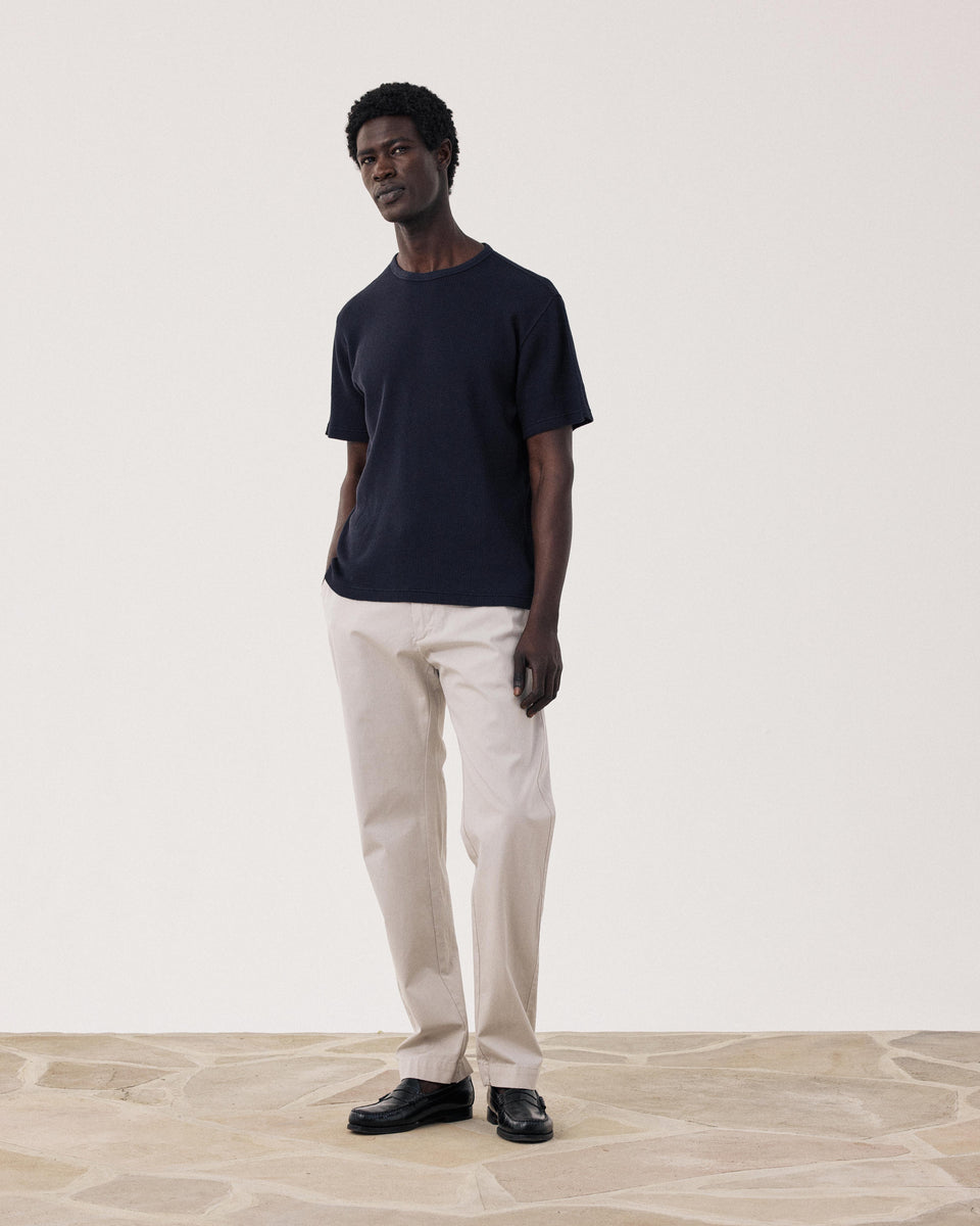 Waffle Men's Midnight Blue Embossed Cotton T-shirt - Image alternative