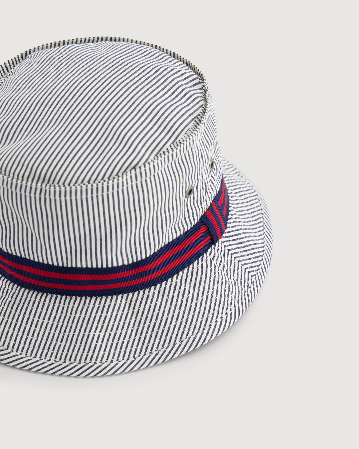 Bob Homme en Seersucker Rayé Bleu Marine & Ecru BFA4405-02