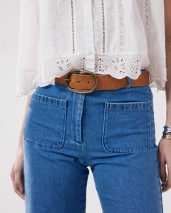 Ceinture Femme en Cuir Suédé Marron Angus