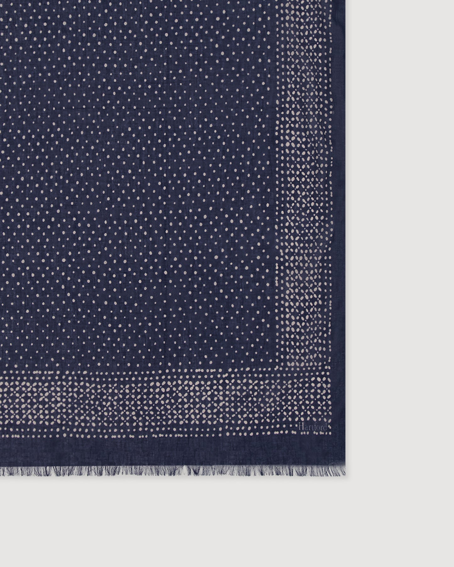 Herren-Schal aus Baumwolle in Indigoblau mit Punkten