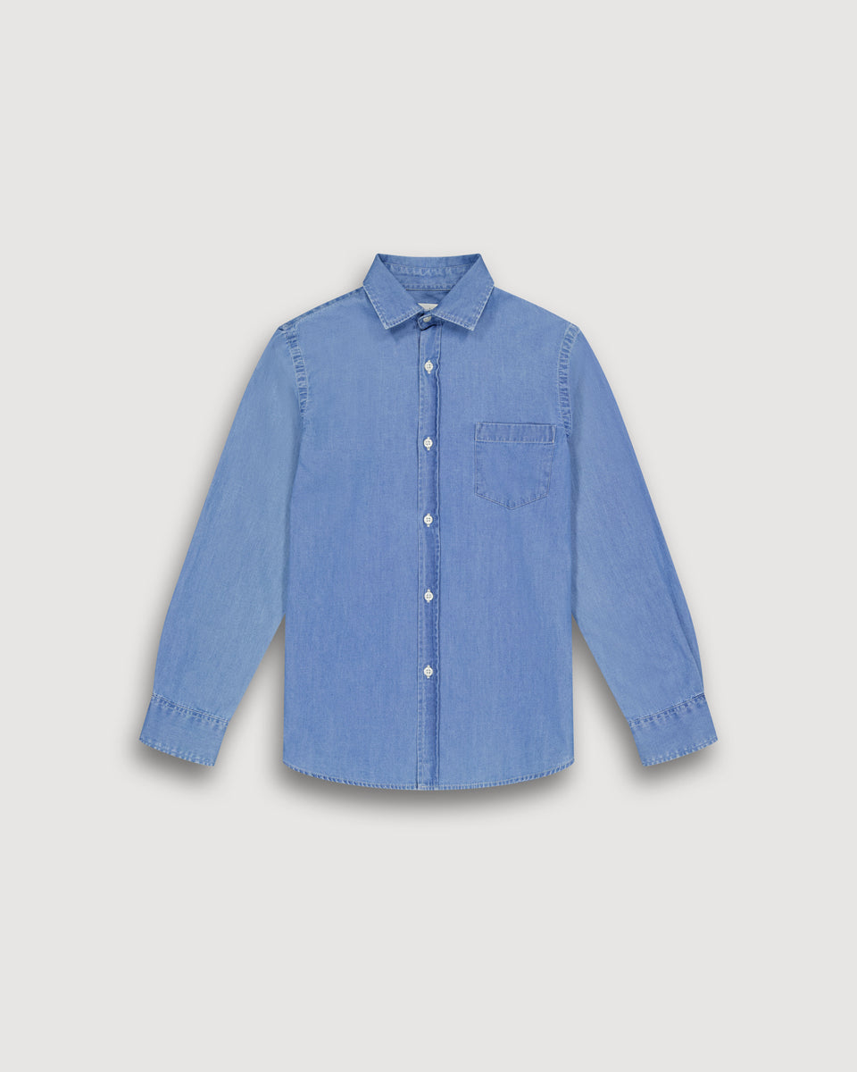 Chemise Garçon en Denim Léger Bleu Indigo Paul - Image principale