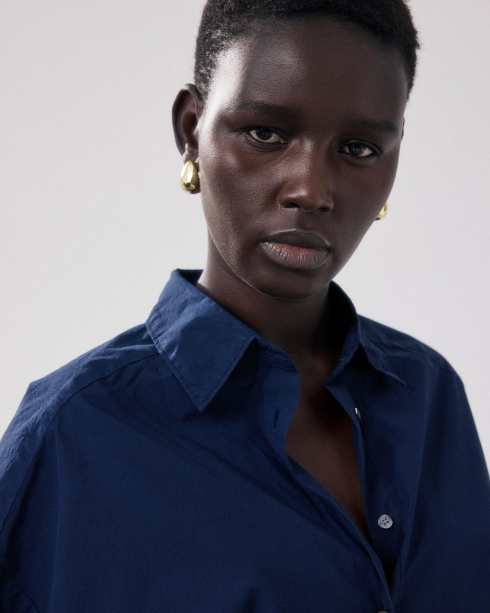 Chemise Femme en Popeline Bleu Nuit Carlos - Image 3