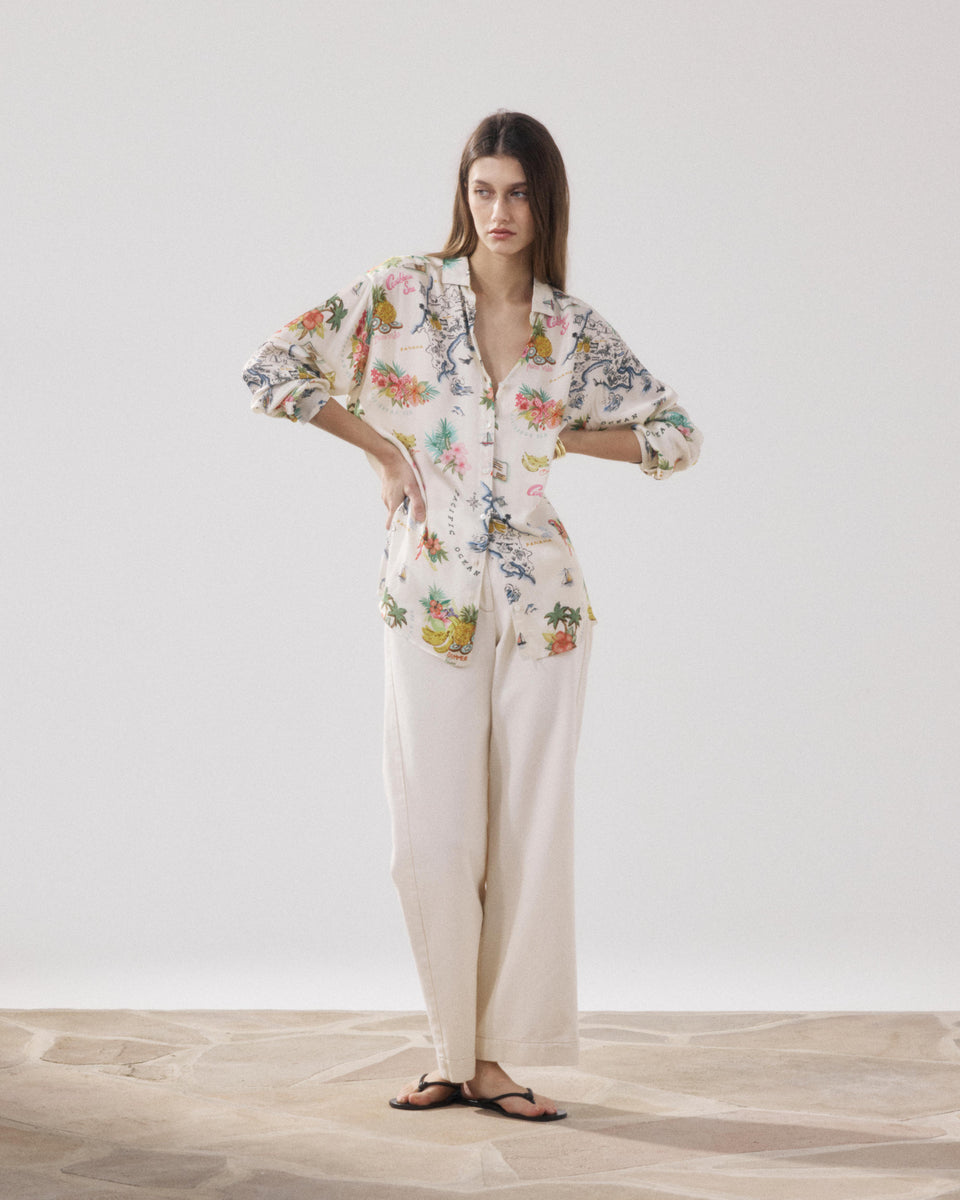 Charlot Women's Ecru & Multicouleur Viscose Shirt - Image alternative