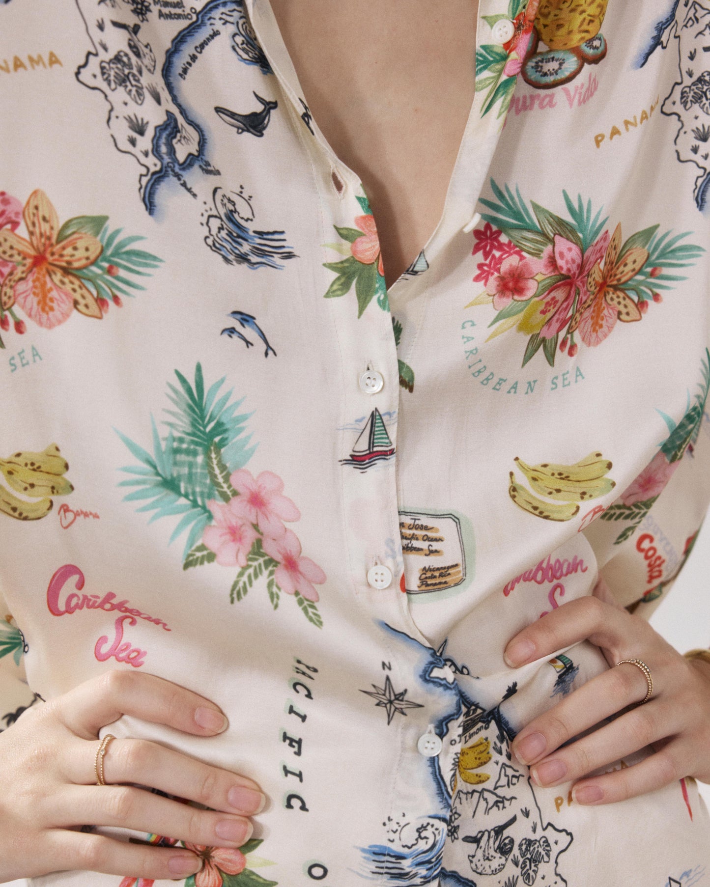 Women's Off-white & Multicolor Viscose Shirt Charlot BFCE621-01