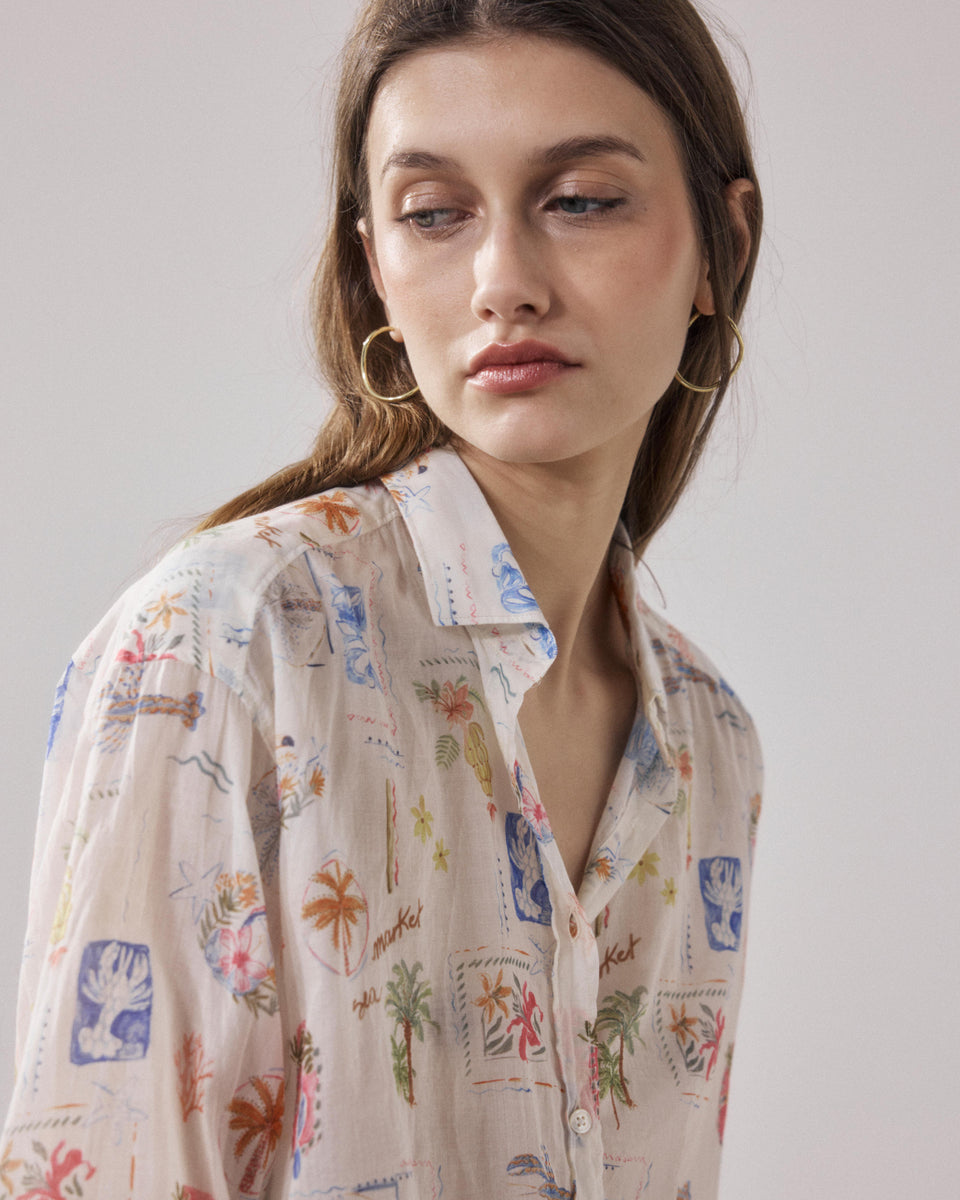 Chemise Femme en Coton Imprimé Blanc & Multicouleur Charlot - Image alternative