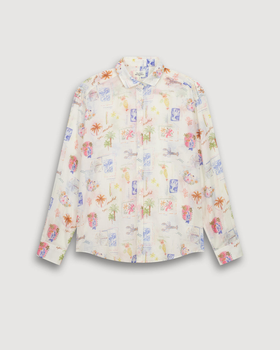 Chemise Femme en Coton Imprimé Blanc & Multicouleur Charlot - Image 3