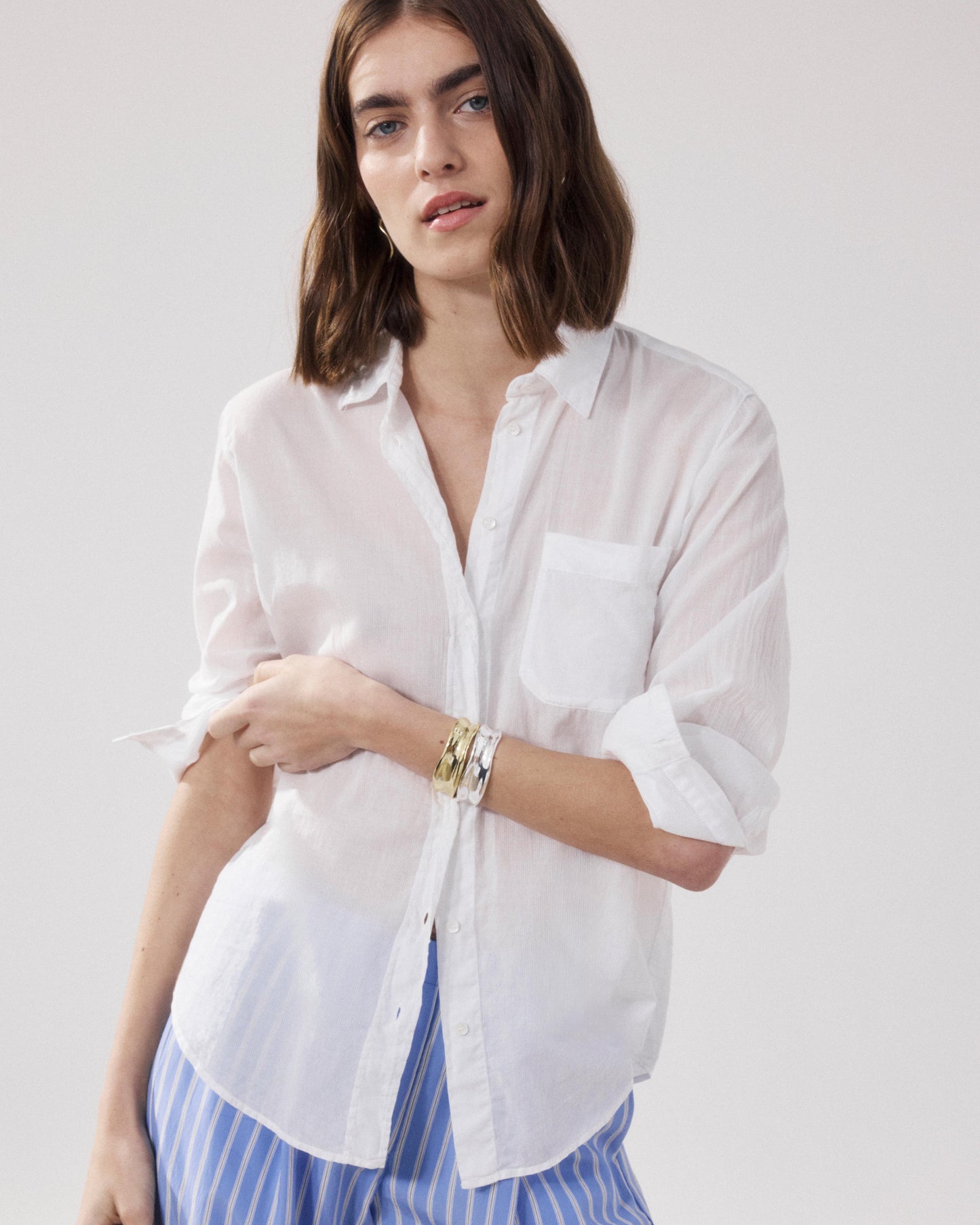 Women's White Cotton Shirt Cover BFCK611-20