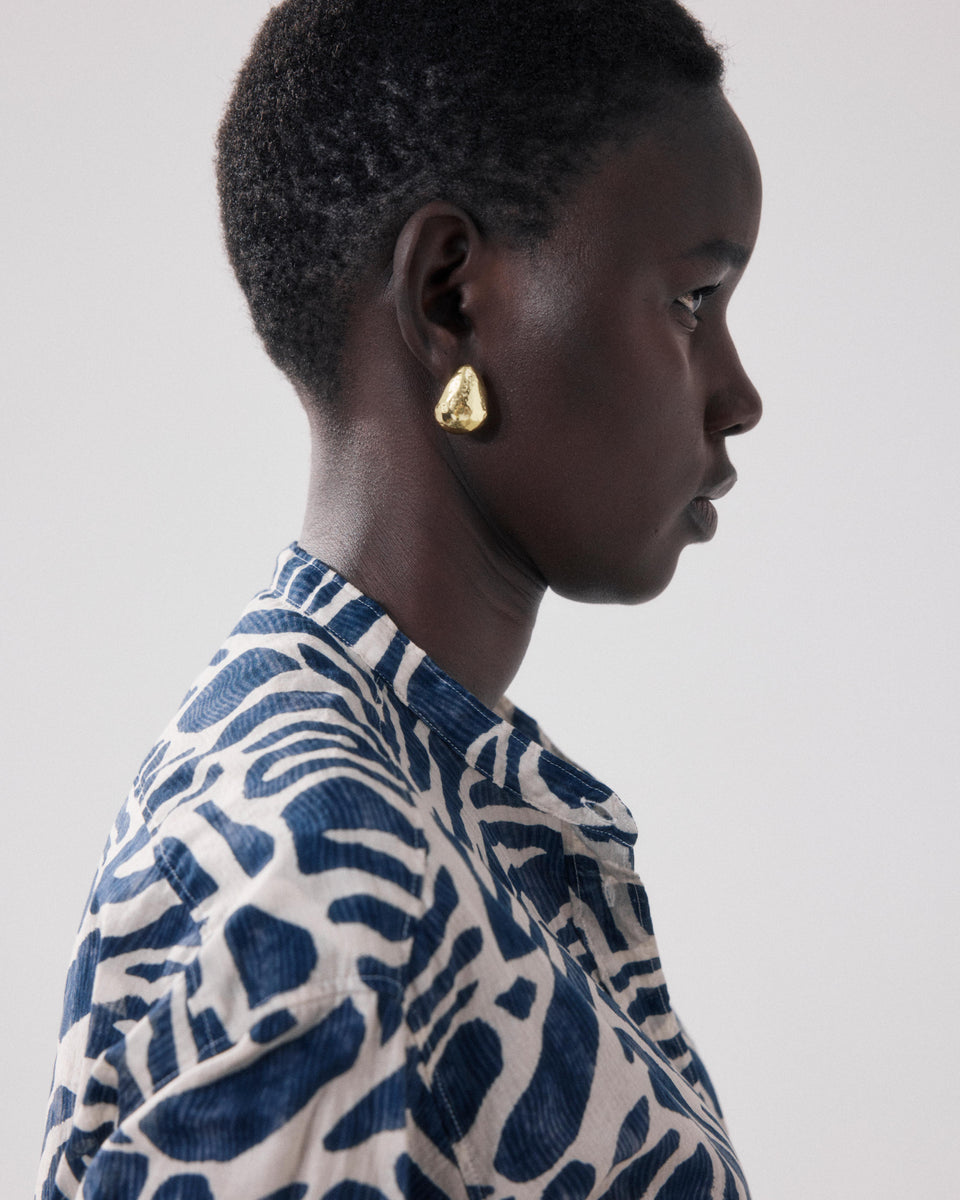 Chemise Femme en Coton Imprimé Beige & Bleu Cristal - Image alternative