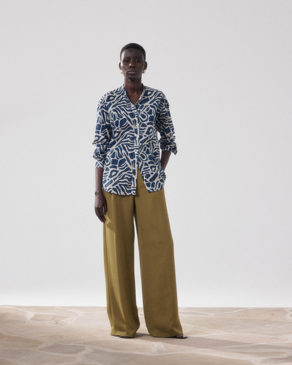 Chemise Femme en Coton Imprimé Beige & Bleu Cristal - Image alternative