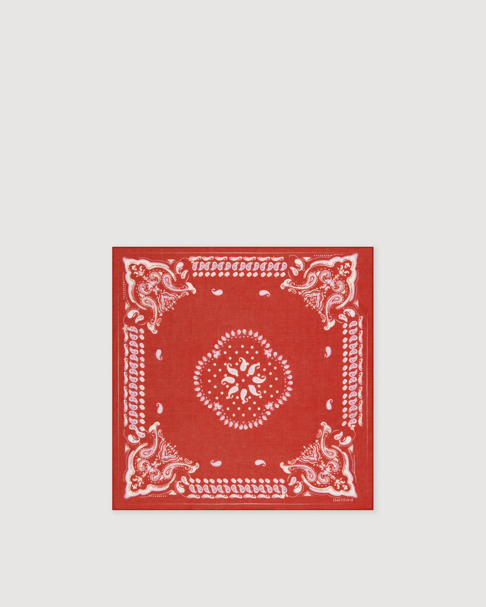 Bandana Femme en Coton Rouge Paisley - Image 3