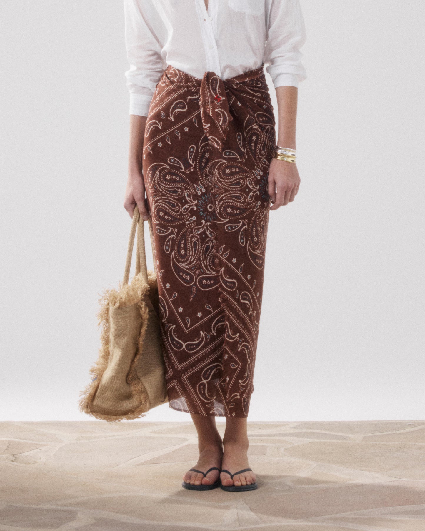 Sarong Femme en Coton Marron Bandana