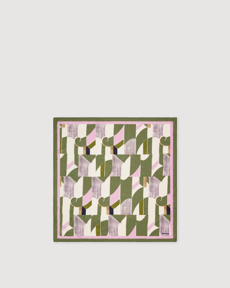 Bandana de seda verde militar para mujer Japan - Image 3