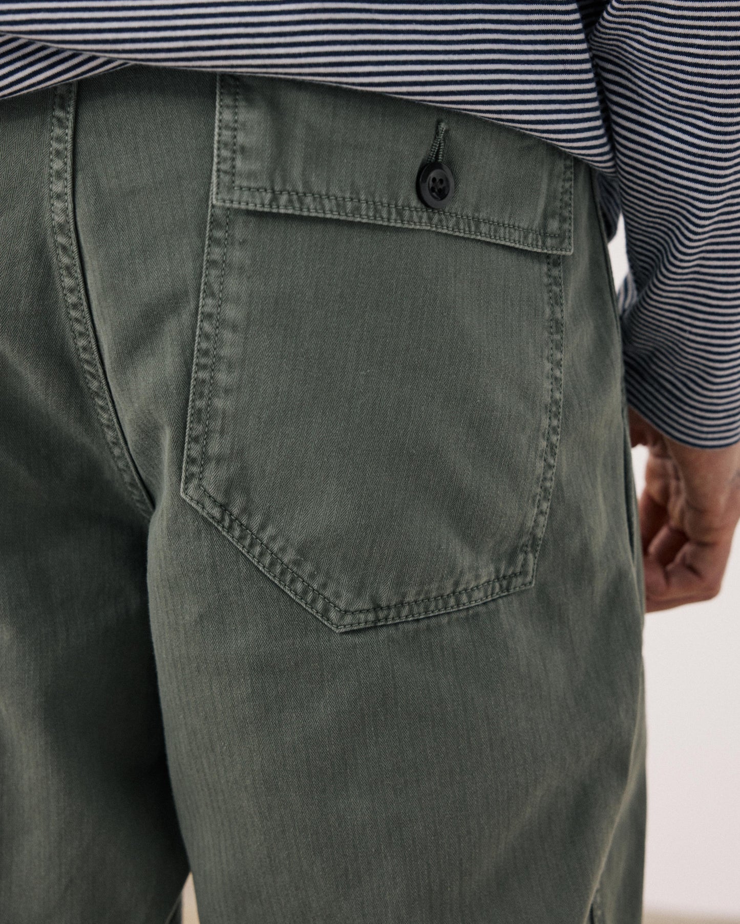 Pantaloni da uomo in cotone spigato verde militare Fatigue BFF3124-02