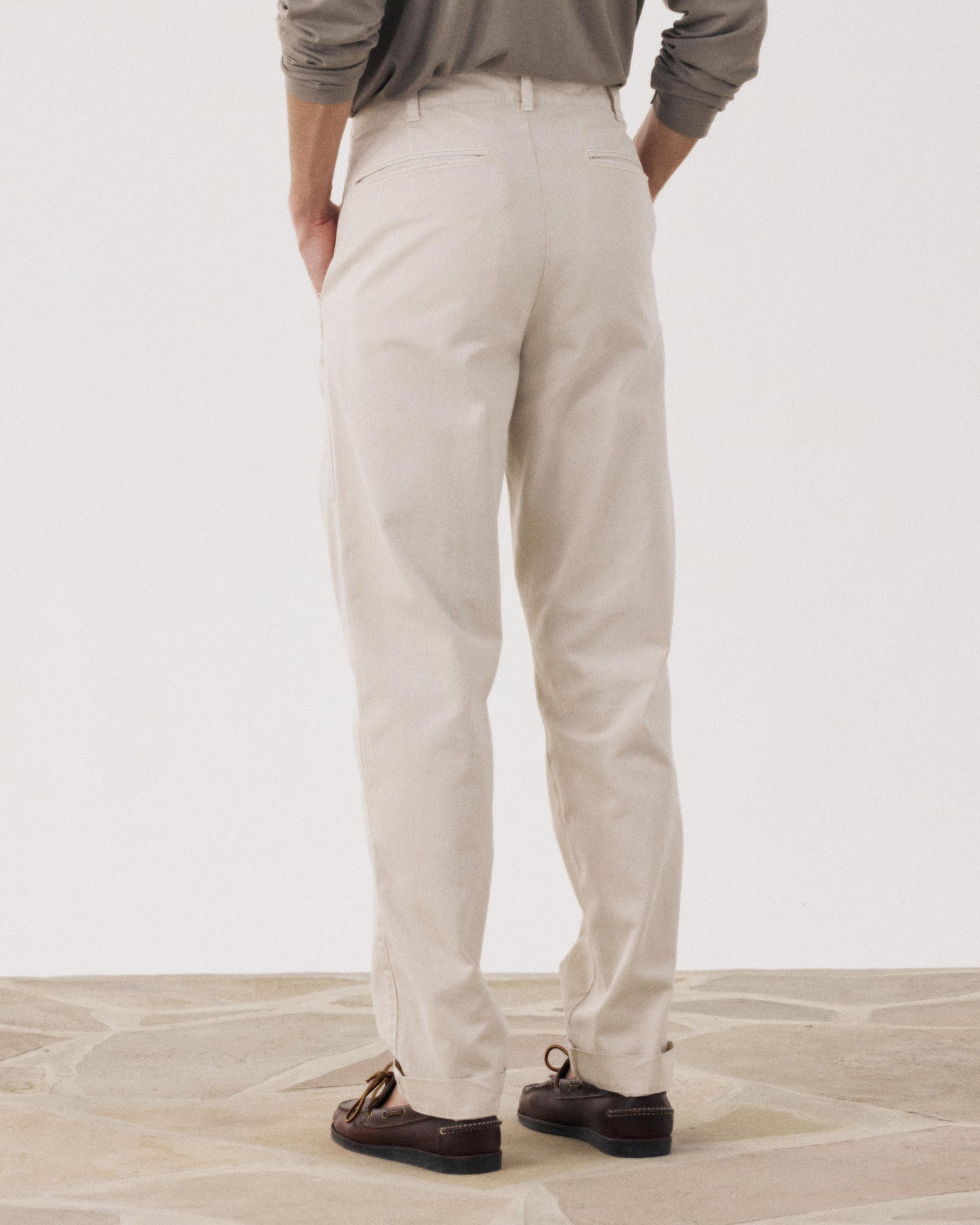 Pantalon Homme en Coton à Chevrons Beige Taos BFF5124-04