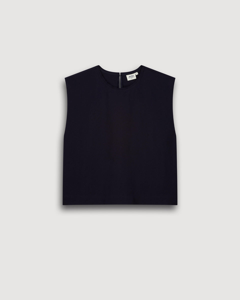 Top Femme en Crepe Bleu Nuit Howi - Image 3